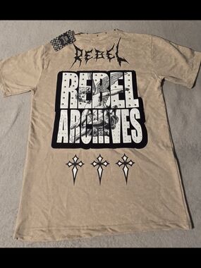 rebels Tan Graphic 'REBEL ARCHIVES' Short Sleeve Tee